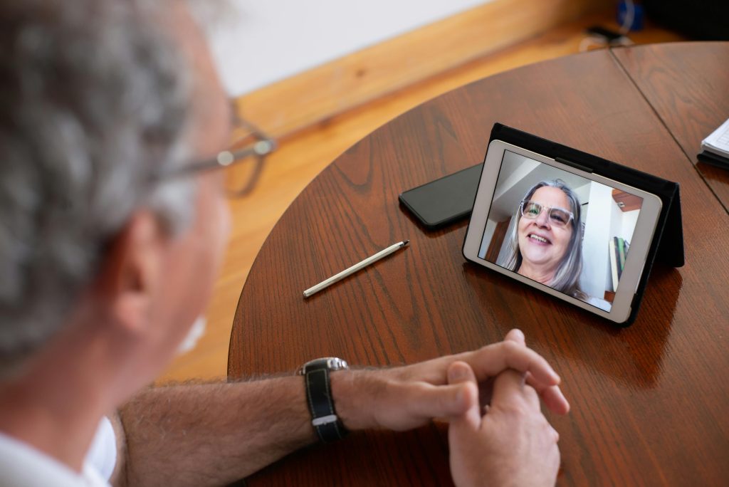 Senior using smart technology